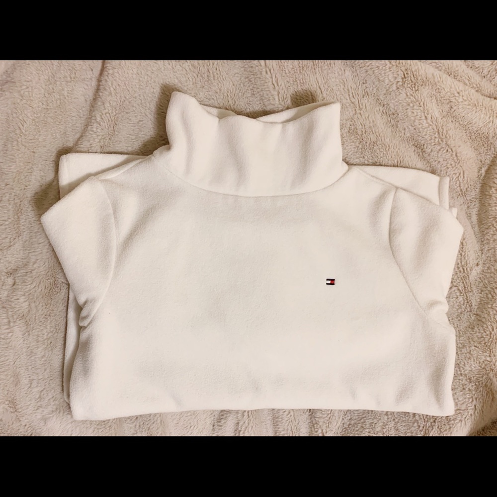 Tommy Hilfiger white fleece turtleneck jumper